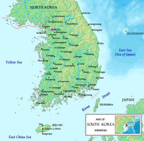 Mapa Jižní Koreje
