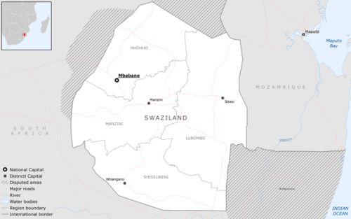 Základní mapa Eswatini
