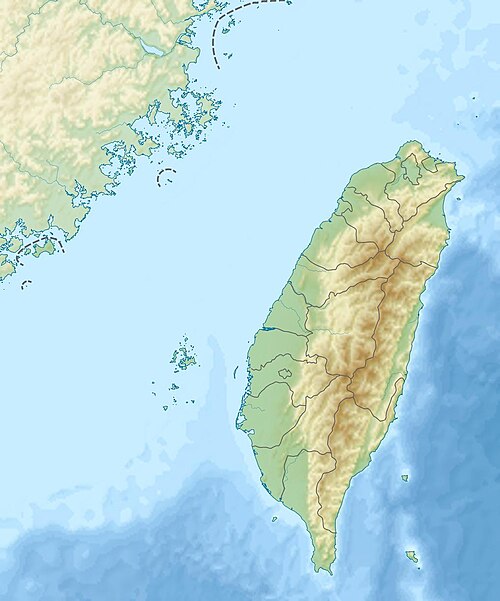 Mapa reliéfu Taiwanu s polohou