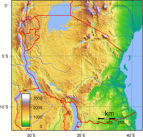 Topografie Tanzánie