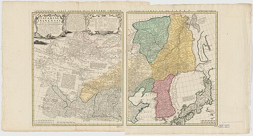 Tatariae Sinensis - geografická mapa 1749