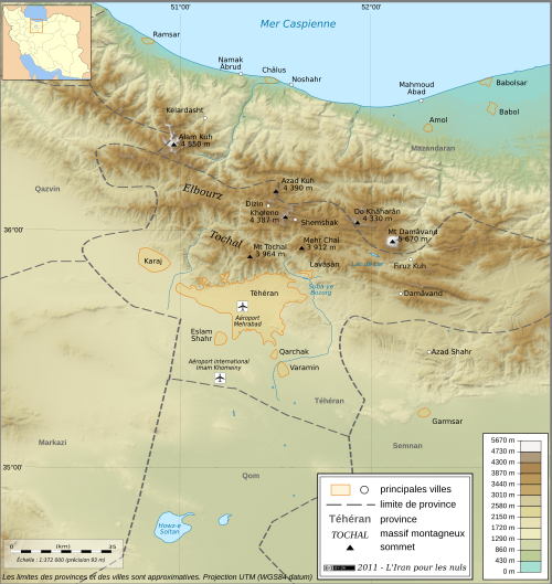 Topografická mapa Teheránu