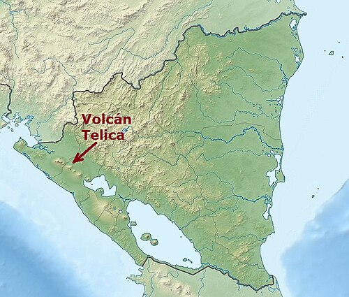 Mapa polohy sopky Telica