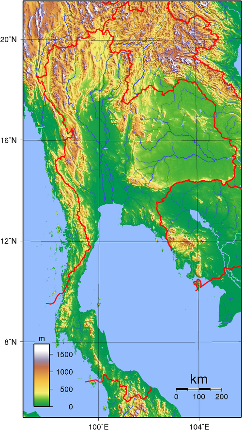 Topografie Thajska