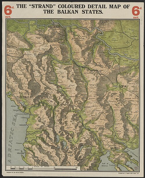 Barevná mapa Balkánských států Strand