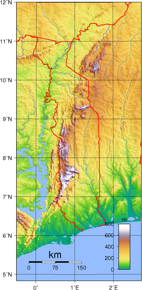Topografie Togo