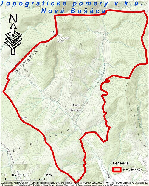 Topografie v katastrálním území Nová Bošáca