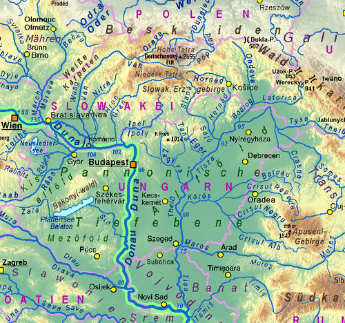 Topografické pozadí HU + SK