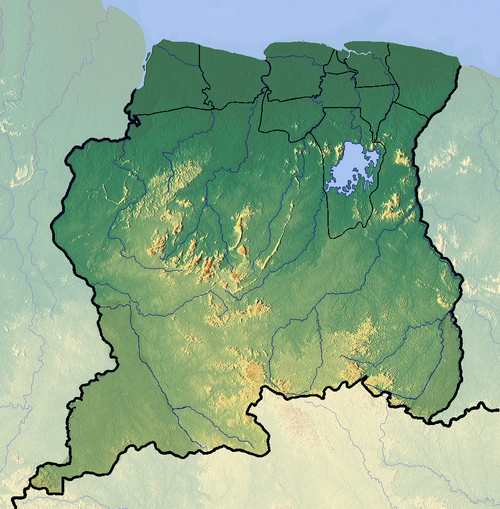 Topografická mapa Surinamu