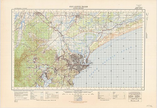 Topografická mapa - Newcastle - 1941