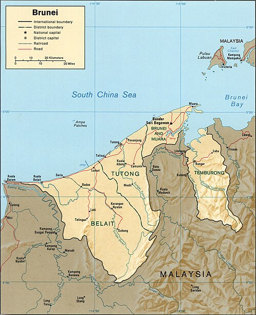 Topografická mapa Brunei CIA 1984