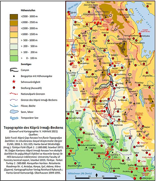 Topografie údolí Köprü Irmağı