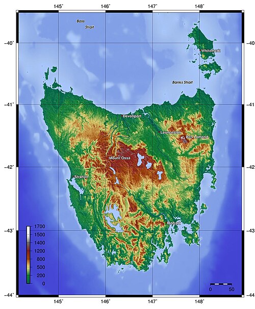 Topografie Tasmánie