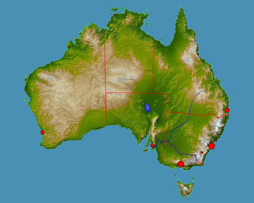 Topografie Austrálie - oříznutá