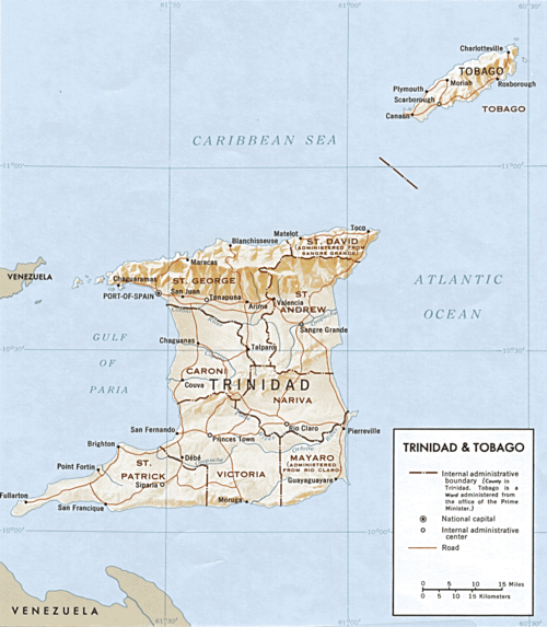 Mapa Trinidad a Tobaga