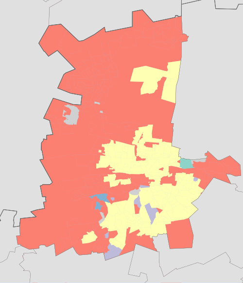 Mapa dominantní skupiny obyvatel Tshwane 2001