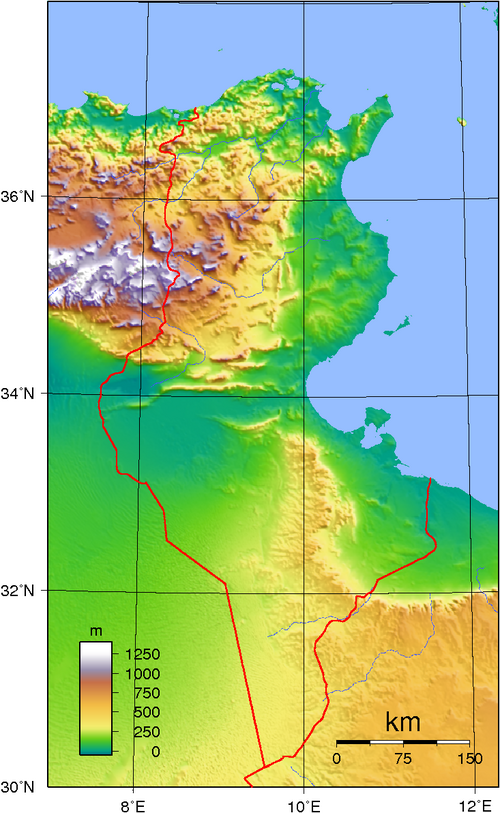 Topografie Tuniska