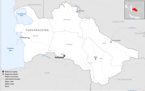 Základní mapa Turkmenistánu