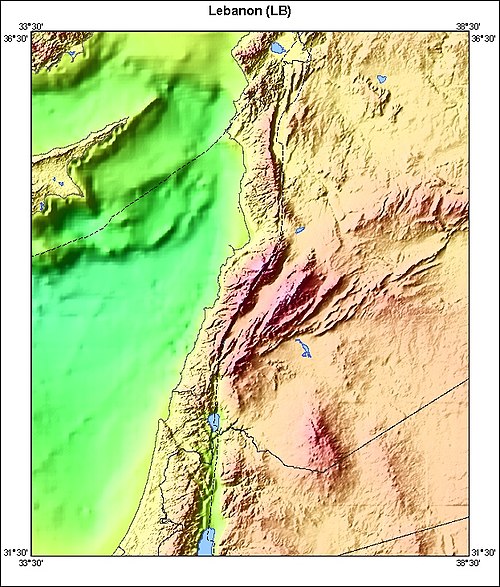 USGS CMG InfoBank Atlas, regiony Libanonu