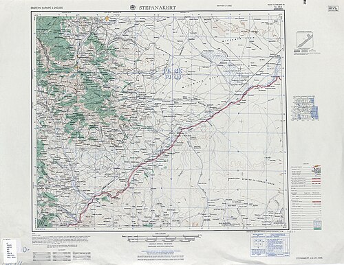 Sovětská mapa NJ 38-4 Stepanakert