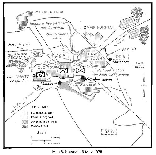Vojenská mapa Kolwezi USA