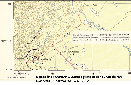Poloha Capitanejo, geofy. mapa s vrstevnicemi