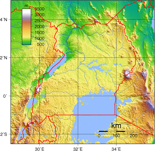 Topografie Ugandy