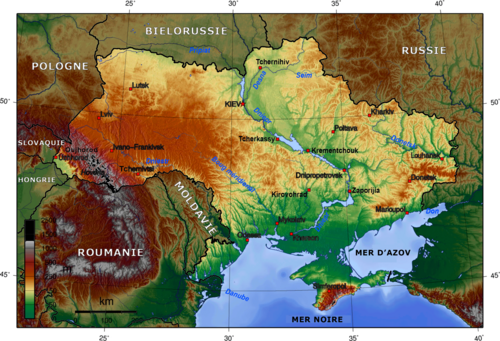 Ukrajina topografie - francouzsky