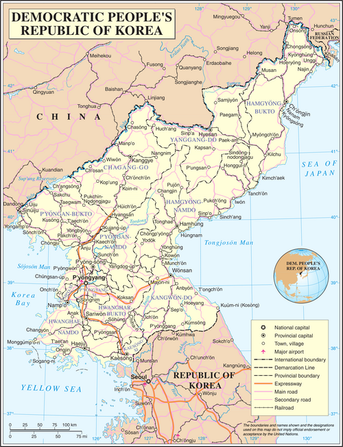 Mapa Severní Koreje