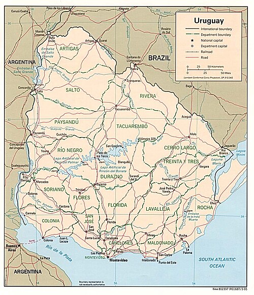 Uruguay politická mapa 1995