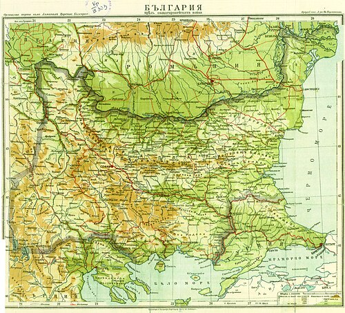 Mapa Bulharska z 1. světové války