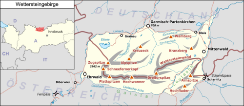 Mapa Wettersteinských hor