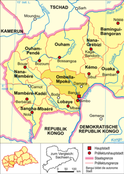 Politická mapa Ombella-M'Poko