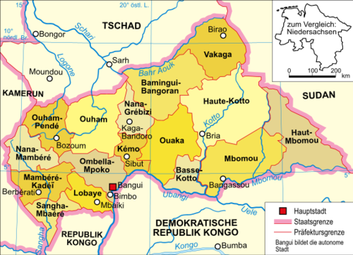 Politická mapa Středoafrické republiky