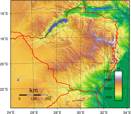Topografie Zimbabwe